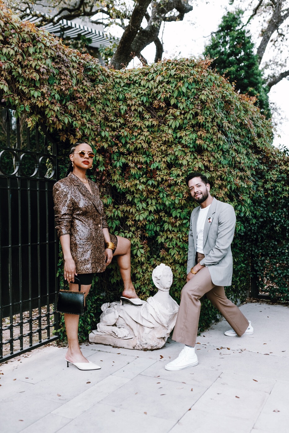  What I wore: Prototype Vintage Python Blazer, Old Alo Leggings Cut Into Shorts,  Mercedes Castillo Mules , Prototype Vintage Bag,  BudhaGirl Bangles ,  Laura Lombardi Hoops . 