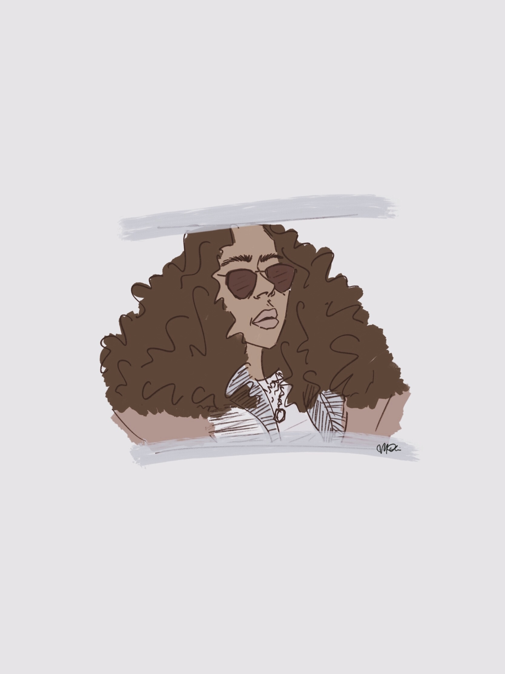  I absolutely love this illustration of me in  all my hair glory during NYFW last fall  as captured by the ever so beautiful and talented  Melarie of Mauve Paper Co.  